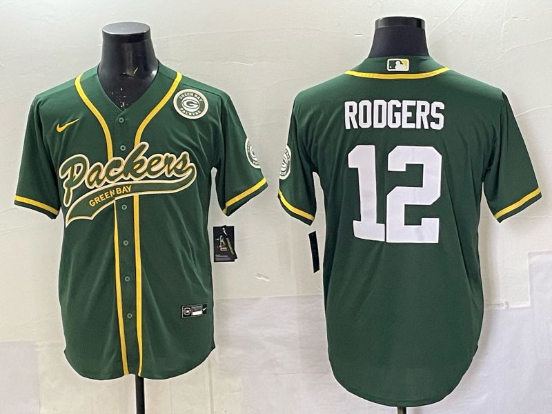 Men 2025 Green Bay Packers #12 Rodgers Green Joint Name Nike Limited NFL Jersey style 006
